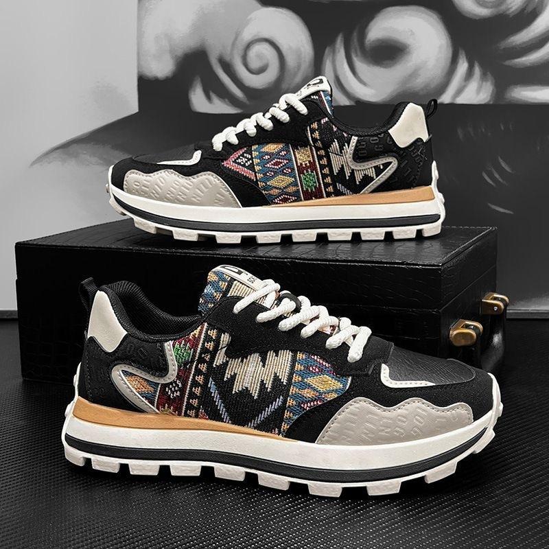 Fashion Versatile Printed Daddy Shoes Men's Shoes Spring Casual Shoes Embroidered Men's Sneakers Board Shoes