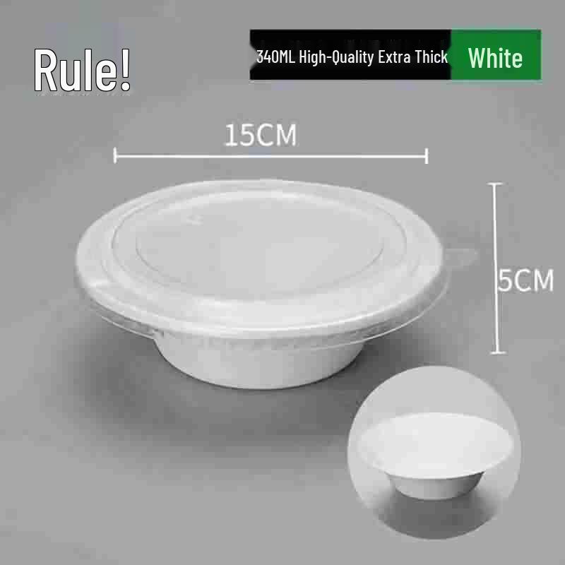 Nuoxian 340ml Disposable Pulp Paper Bowls with PET Lids, 100 Pack