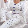 Europe and the United States Hot-selling Printed Loungewear Crimped Love V-neck Long-sleeved Pajamas Women Can Wear Trousers Two-piece Set
