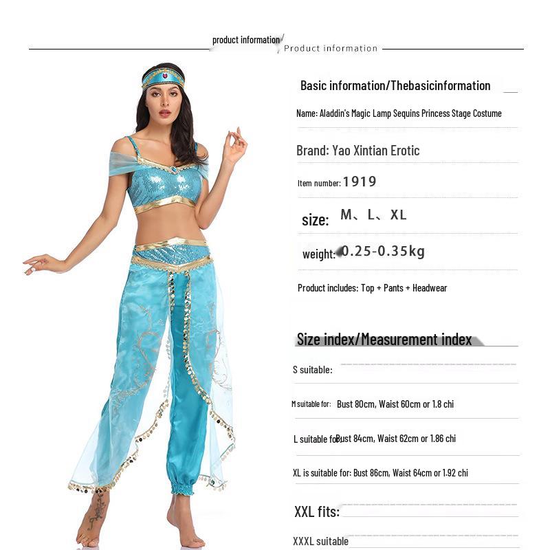 

2023 Aladdin s Magic Lamp Princess Jasmine Role-Playing Costume Extra Large