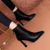 Stiefel Damen Winter Plüsch Barfußstiefel Neue Herbst- und Wintersaison Spitze Internetrot Eng Anliegend Kurze Stiefel Dünne Absätze Hohe Absätze
