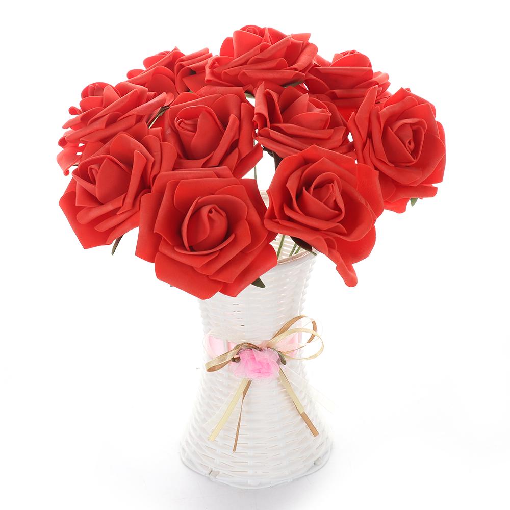 10PCS Artificial Rose Flower Romantic Lifelike Simulation Flower for DIY Home Wedding Party Decor 8cm