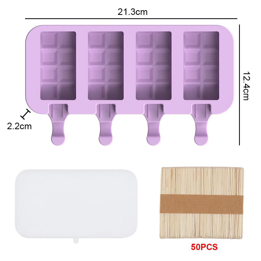Silicone World 8/4/3 Hole Silicone Mold Silicone Ice Cream Mold Popsicle Molds DIY Ice Cream Mould Ice Pop Maker Mould Ice Tray
