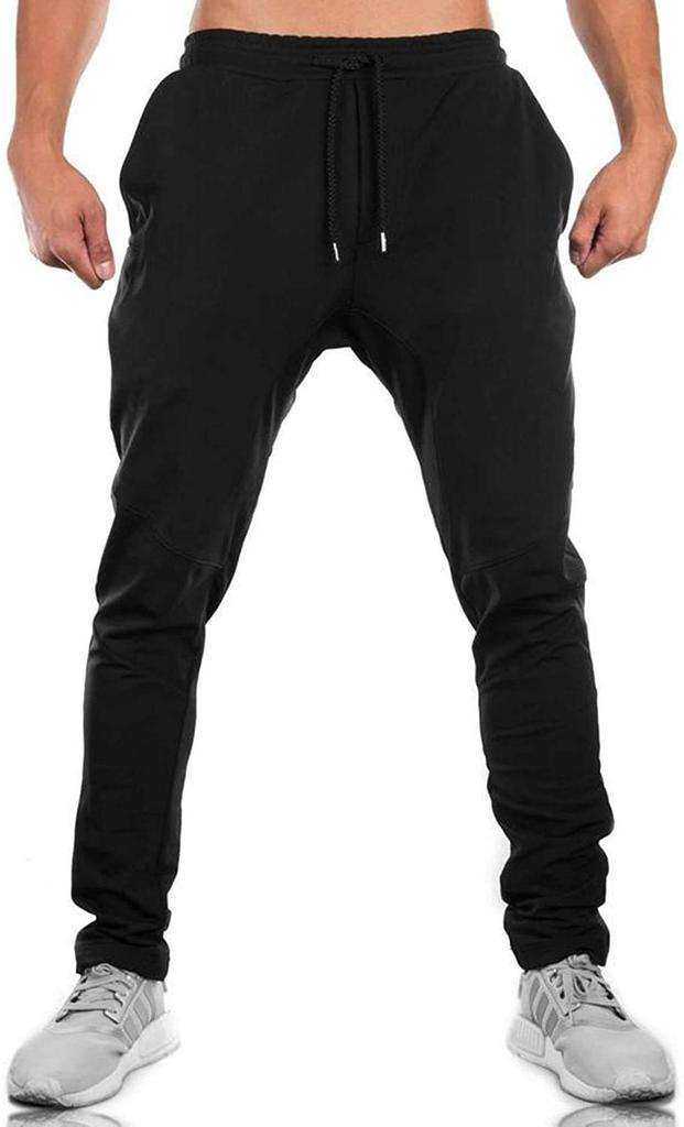 SHANLIANG Men's Gym Jogger Pants, Slim Fit Sweatpants for Strength Training, Breathable and Stretchable (Size L, 02-Black)