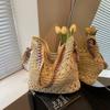 Holiday wind woven bag women's new summer popular seaside beach large capacity shoulder tote bag