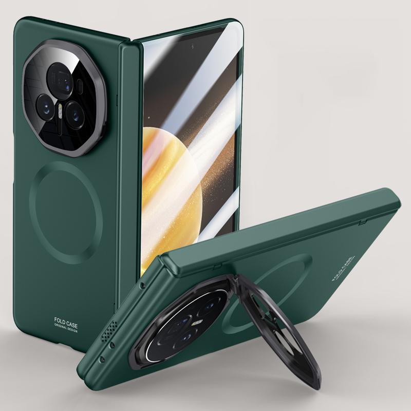 Luxury Magnetic Matte Hinge Protection Stand Case for Honor Magic V3 5G 7.92 PC Material Shockproof Cover with Screen Glass Film