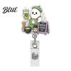 Pumpkin Badge Holder Halloween Retractable Reel Ghost Black Cat And Design Cute Reel 360 Degree Rotating Acrylic ID for Nurses Office Staff