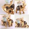 Premium Quality Resin Delicate Stuff Golden Fortune Elephants Ornaments For Stylish Home And Office Decoration
