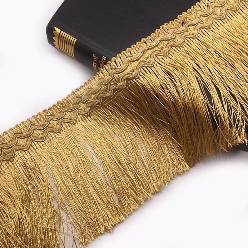 

11M/Lot Curtain Tassel Fringe Trimming 13cm Wide Gold Tassels DIY Bag Costume Trim for Curtains Accessories Lamp Decoration (as the picture,11M)