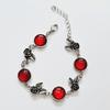 Red Ruby Rose Pendant Bracelet - Cute Floral Valentine's Day Jewelry