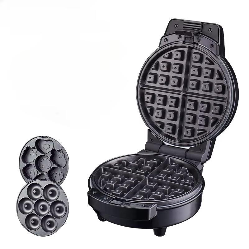 

3 в 1 Sanminer 1PC машина для завтрака многофункциональная съемная электрическая машина для печенья вафель пончиков Sanminer бытовая чёрный