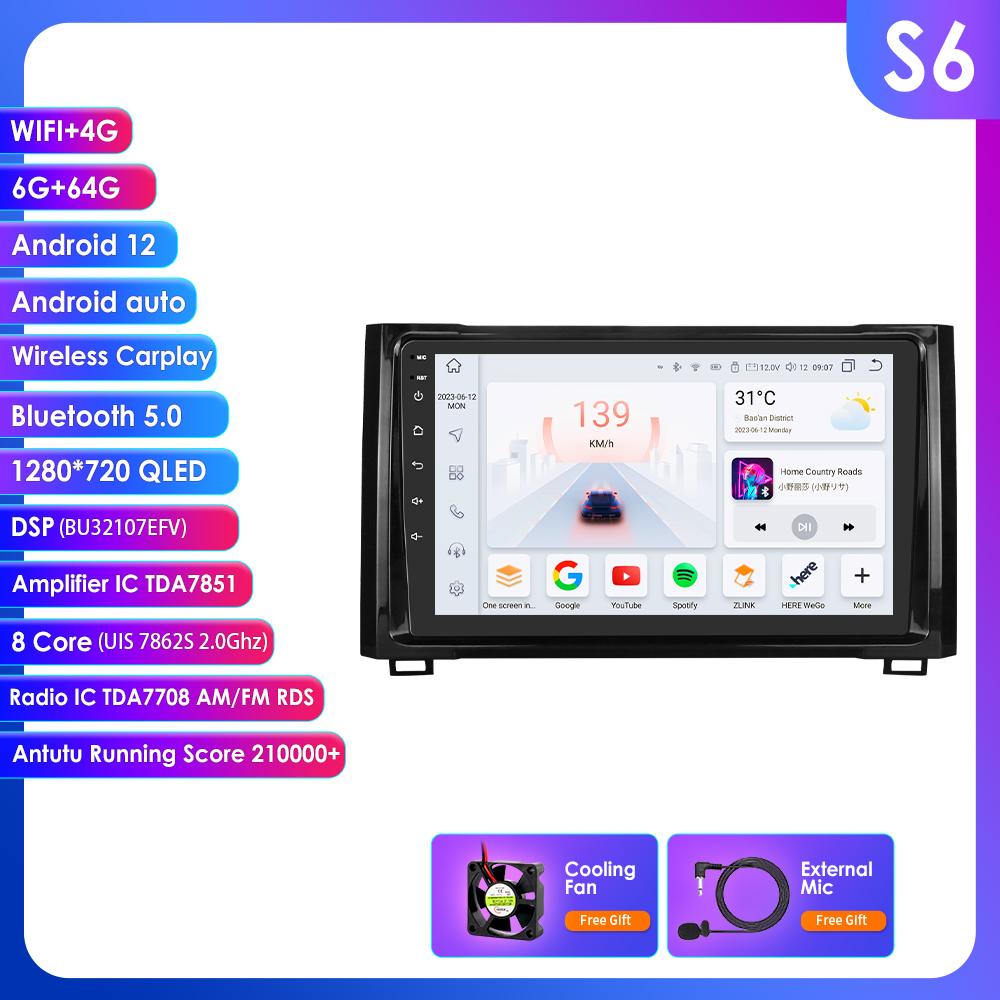 Hizpo Android 12 Autoradio for Toyota Tundra XK50 2014-2021 Car Radio Multimedia Video Player Navigation Stereo GPS Carplay 4G RDS BT Bluetooth RDS FM
