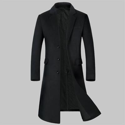 Manteau en laine pour hommes, Long au-dessus du genou, col de costume, printemps-automne