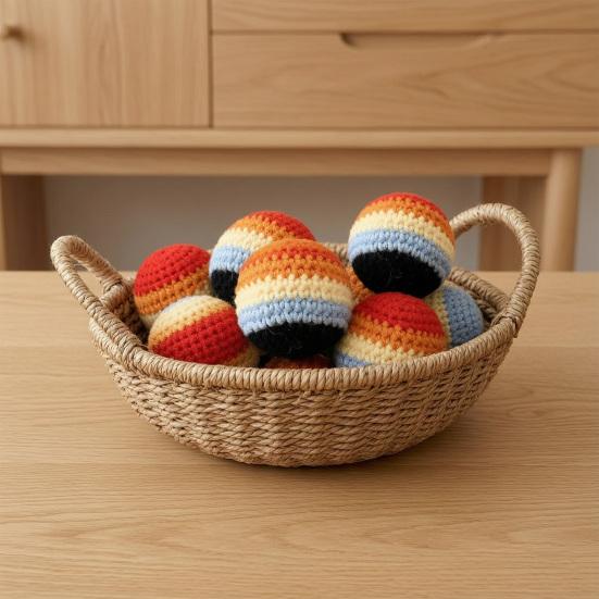 Handmade Crochet Footbag Soft for Kids Colorful Knitted Juggling Toys Toss Game