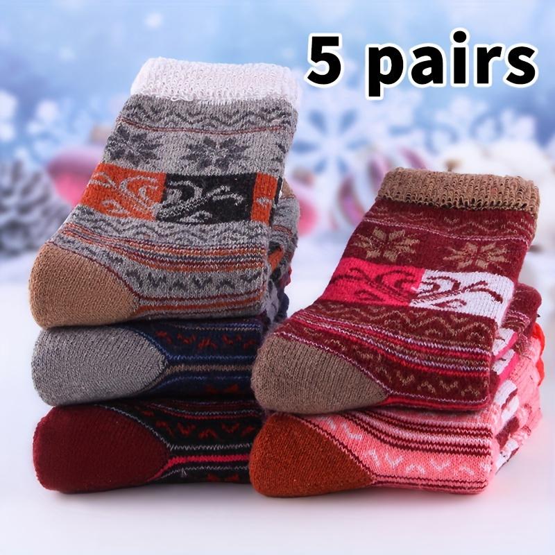 

5 шт. удобных утолщенных махровых носков для женщин - теплые зимние носки до середины икры, идеальны для сна и комфорта на полу One-size