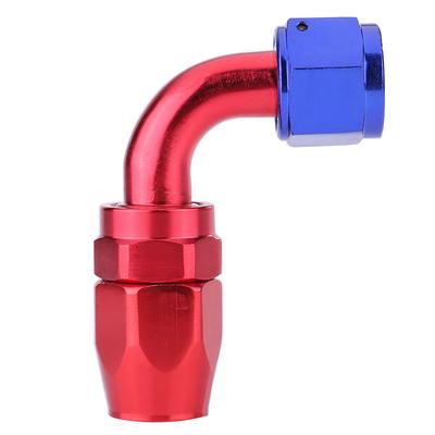 AN8 Fuel Line Hose End Swivel Fitting Oil Cooler Adapter Blue and Red Color Anodized 90 Degrees