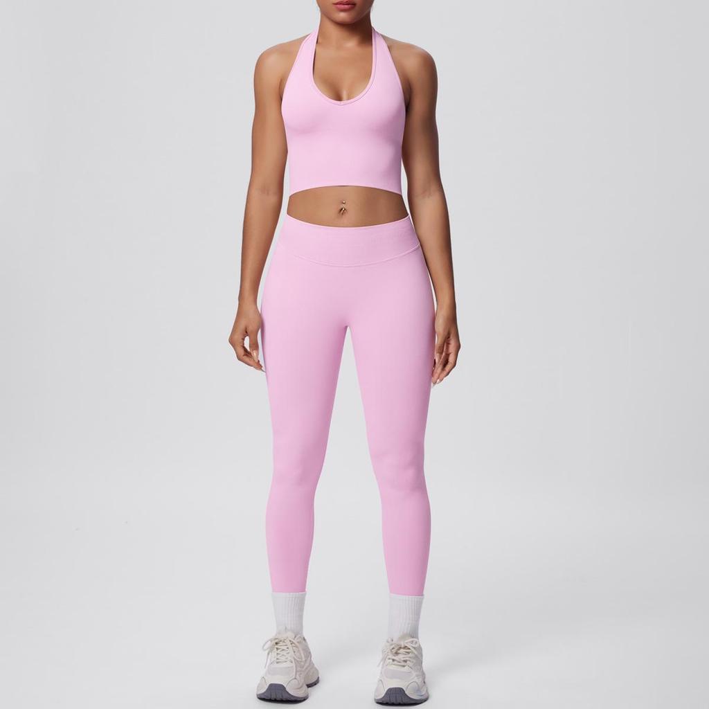 Seamless Halter Neck Yoga & Fitness Two-Piece Set for Women