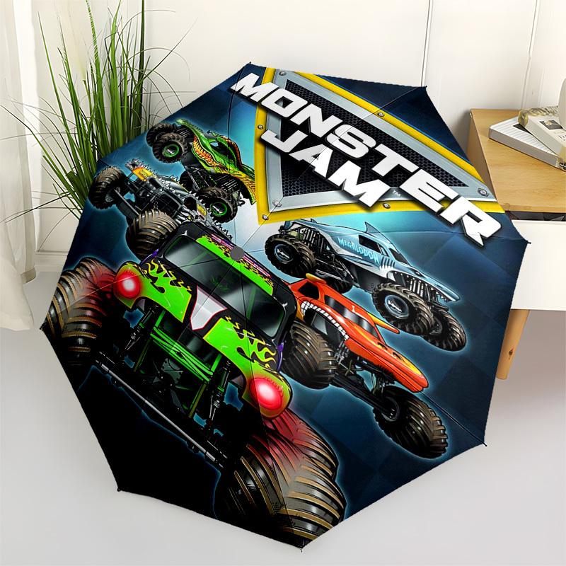 

Monster Trucks, Monster Jam Themed Automatic Opening and Closing Umbrella, Compact Travel Umbrella, Lightweight and Portable, Suitable for B