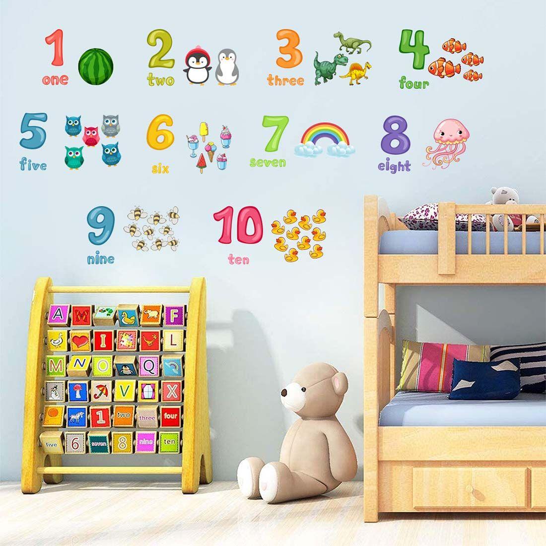 

For Children Room Vinyl Mural Art DIY Cartoon Animal Wall Sticker Wall Decal Jungle Fruit Number