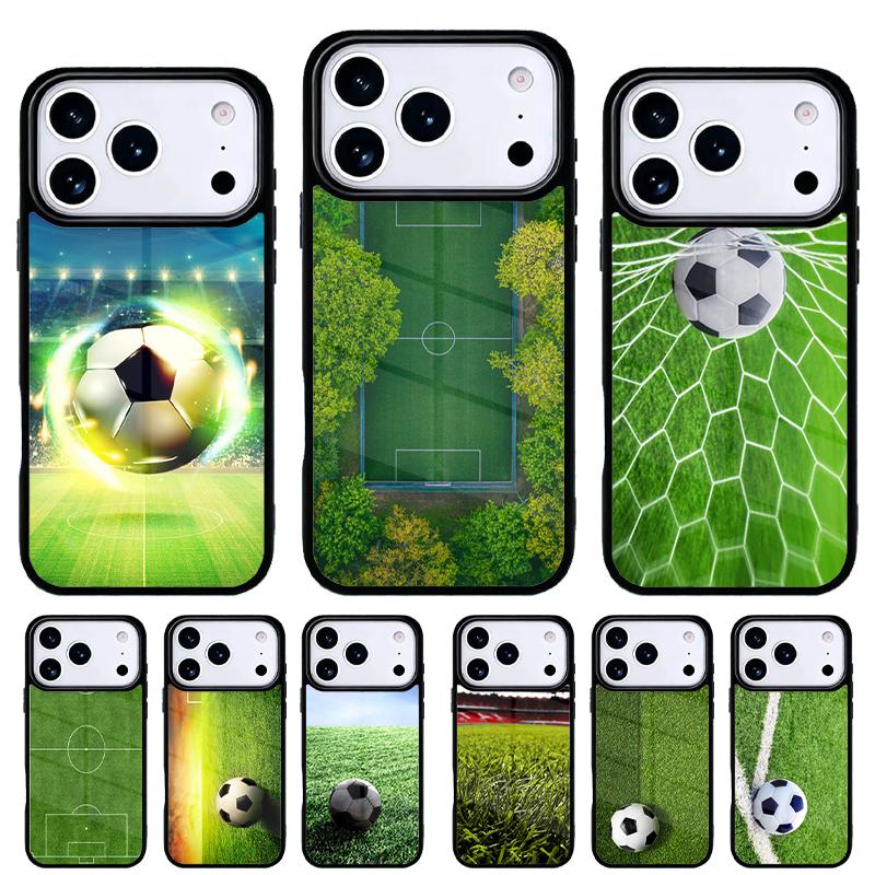 Football Field Green Phone Case for iPhone 17 16 15 14 13 Pro Max Back Cover for 12 11 Pro Coque