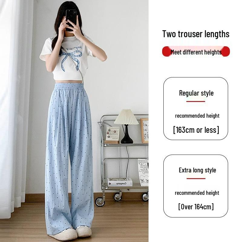 

Women s Petite High Waist Polka Dot Ice Silk Wide Leg Pants XS (60-79 jin)