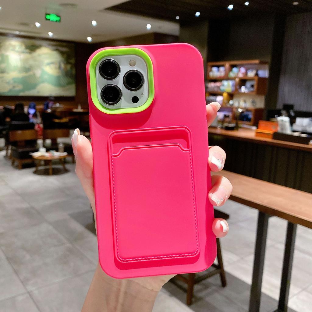 3-in-1 liquid card bag, suitable for Apple iPhone15Pro contrasting color mobile phone case 14 skin feeling plug-in card protective case