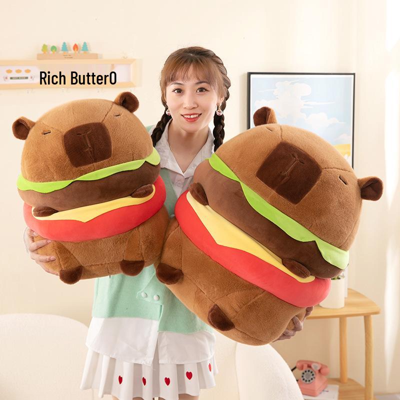 

Capybara Hamburger Plush Doll Pillow - Cute Cross-border Toy for Girls 23cm