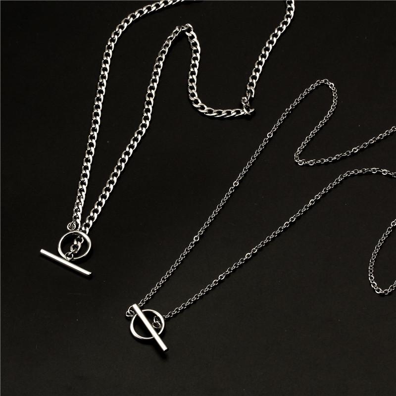 Trendy Double-Layer Hip-Hop Necklace for Men & Women - OT Buckle Choker & Sweater Chain