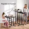 Sit-Stand Desk, Height-Adjustable, 70 x 60 cm, on Casters, Tilting Top, Black Metal Frame