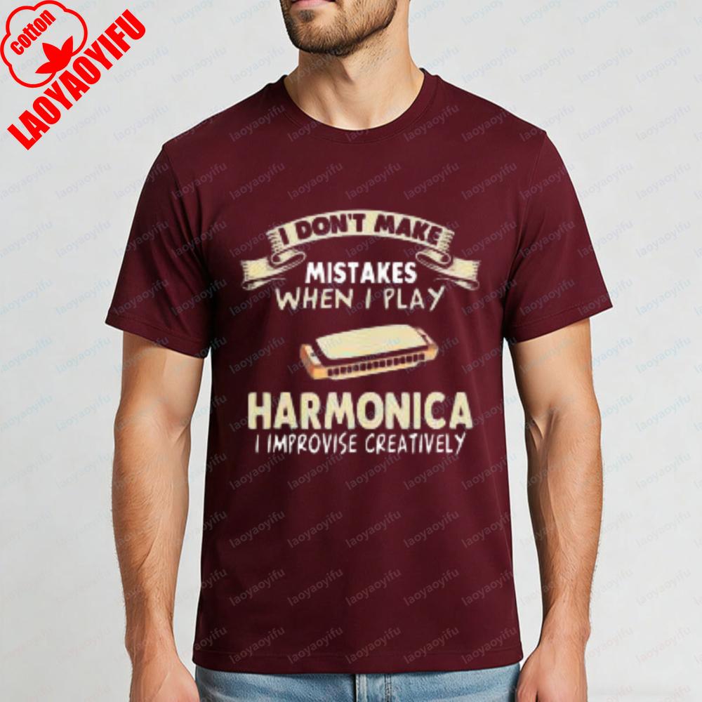 Mundharmonika Musik Zitat Design Unisex Baumwoll T-Shirt Lässige Sommer Strandkleidung Für Männer Und Frauen Mit Lustigem Humor Statement