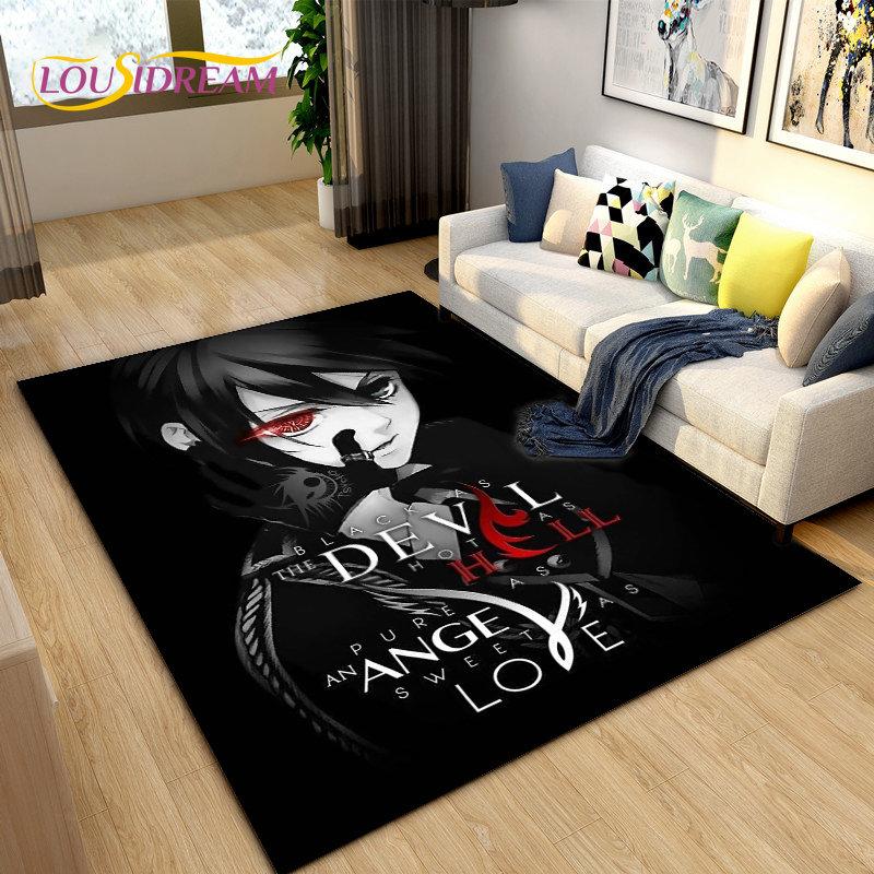 Black Butler Anime Cartoon Area Rug,Carpet Rug for Living Room Bedroom Sofa Doormat Decoration, Kids Play Non-slip Floor Mat