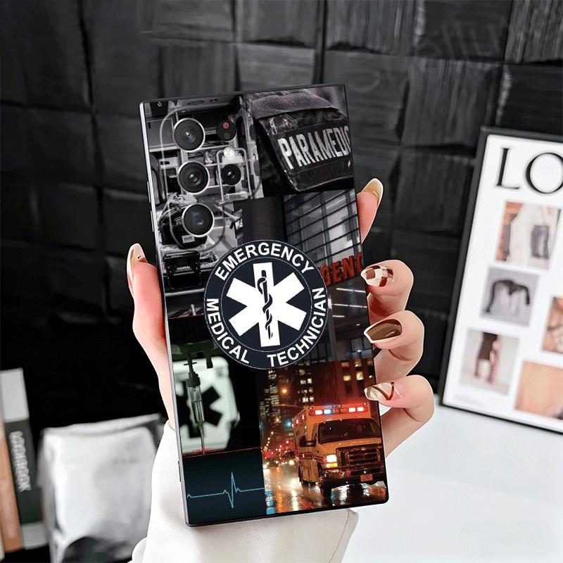

EMT EMS Ambulance Soft Phone Case for Samsung Galaxy S26 S25 Edge S24 Ultra S23 Plus S22 S21 FE S20 Black Cover Back Shell Samsung S25 Edge
