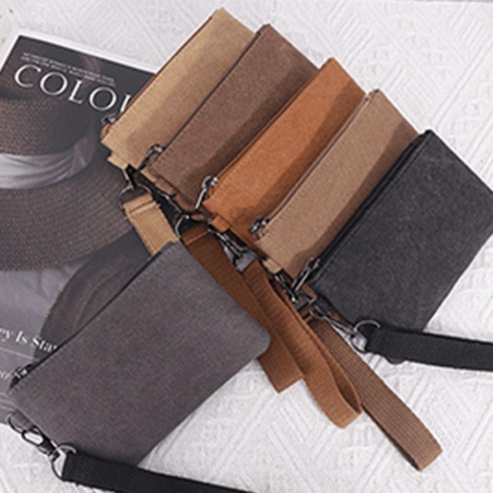 

with Lanyard Canvas Coin Purse Korean Style Card Storage Bag Portable Small Item Bag Travel