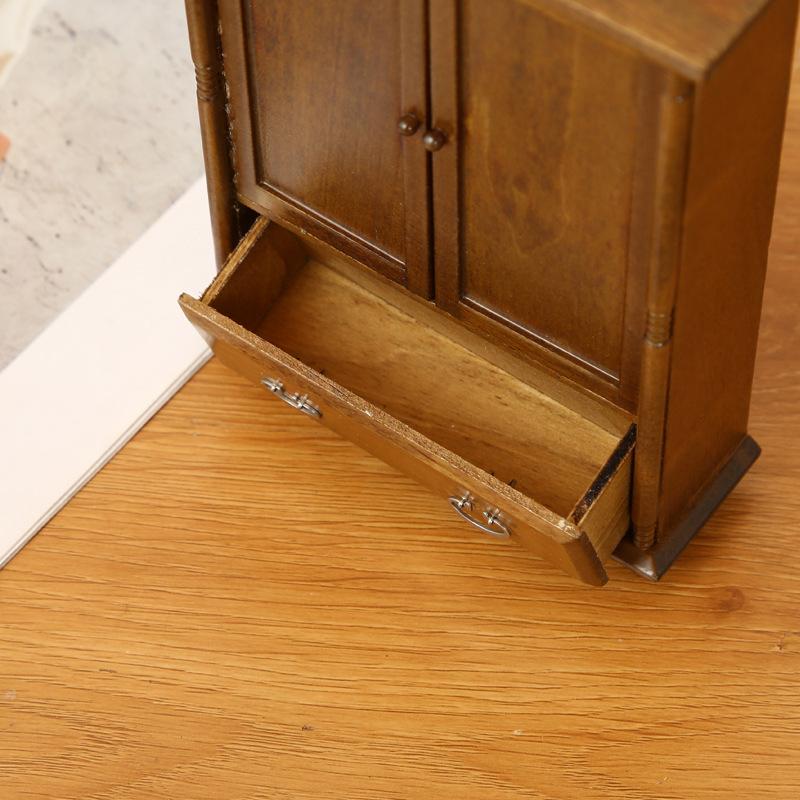 1/12 Miniaturowy Domek dla Lalek Szafa Dwudrzwiowa Model Szafki Mebelki Dekoracyjne do Mikrosceny Rekwizyty Konstrukcyjne