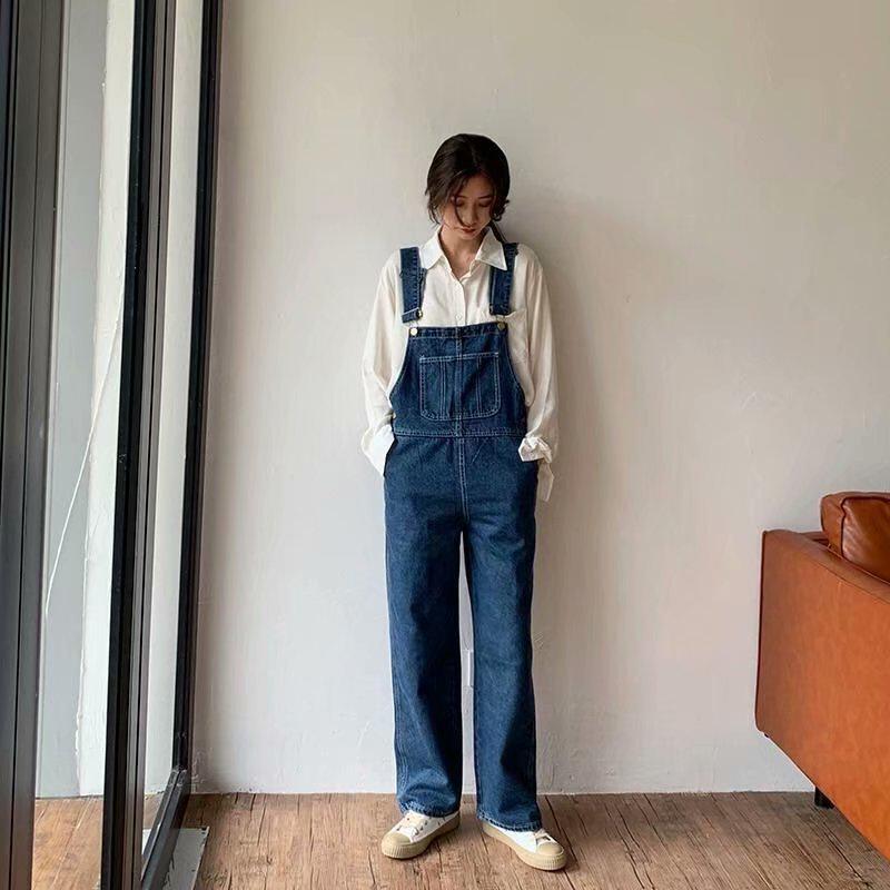 Japanese Vintage Air Girl Loose Straight-Leg Workwear Overalls - 2025 Trend Jeans