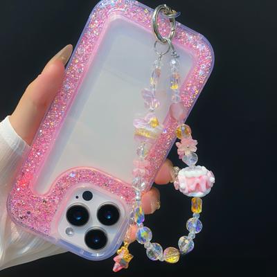 Butterfly Knot Hand-painted Bead Phone Chain Beaded Phone Strap Wrist-style Oil Painting Star Crystal Phone Lanyard