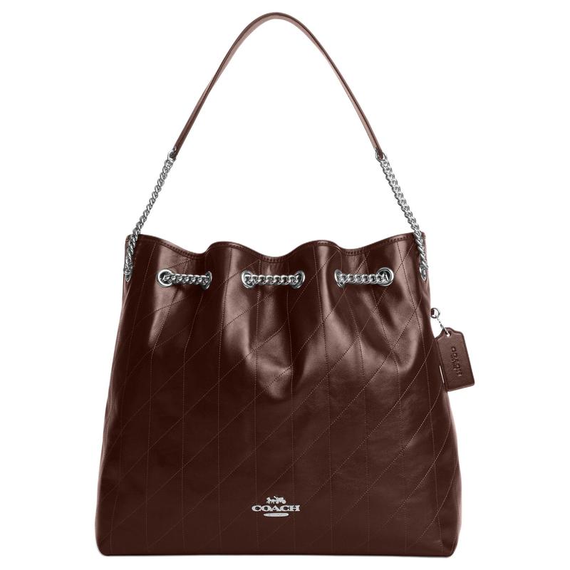 

COACH EVELYN 36 Quilted Detailed Garbage Bag Cow Leather Shoulder Bag Large Women s Maple Leaf коричневий