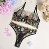 Sex Underwear Breast Bra Sexy Color Mesh Embroidery Set