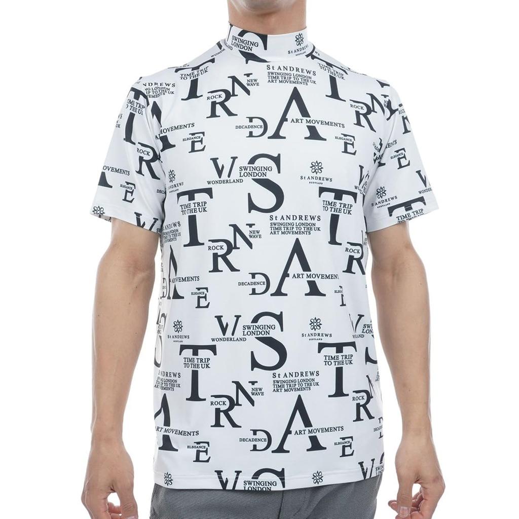 Shirt Brand Golf 3L [St. Andrews] Men's Short-sleeved High-neck (all-over Logo) / / 042-5167353 030_White