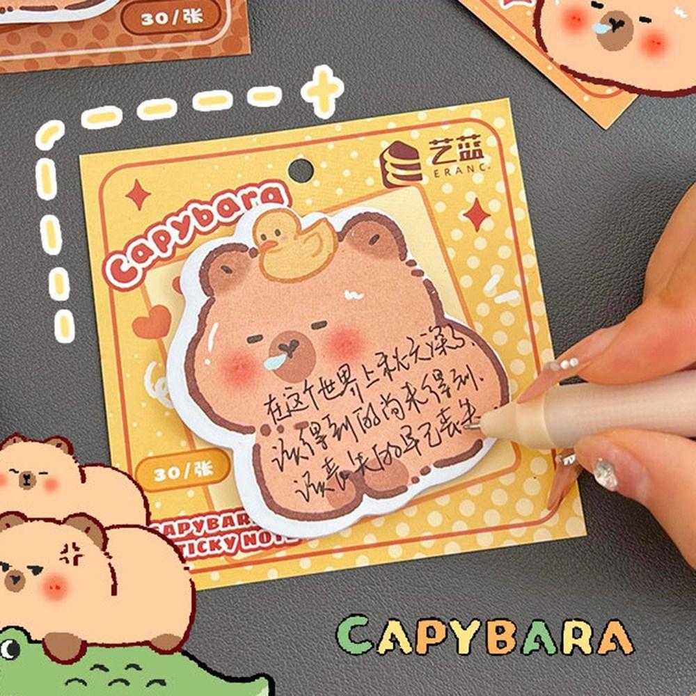 30 Sheets/Pack Ins N Times Posted Cute Memo Pad Capybara Special-shaped Sticky Note School Supplies