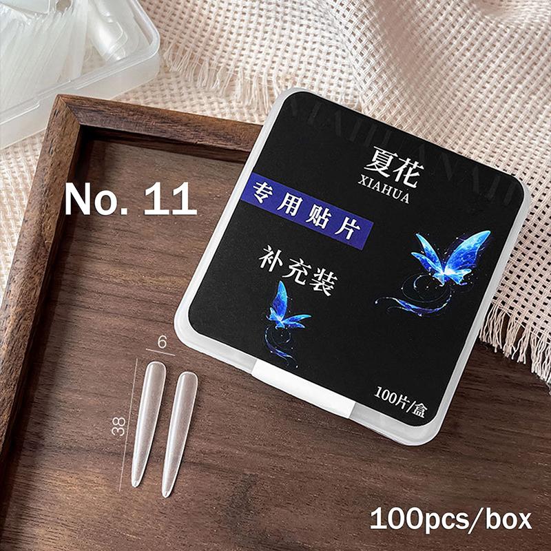 100PCS Full Cover Frosted False Long Stiletto Nail Tips Sculpted Clear Press On Artificial Fake Nails Manicure Salon Supply