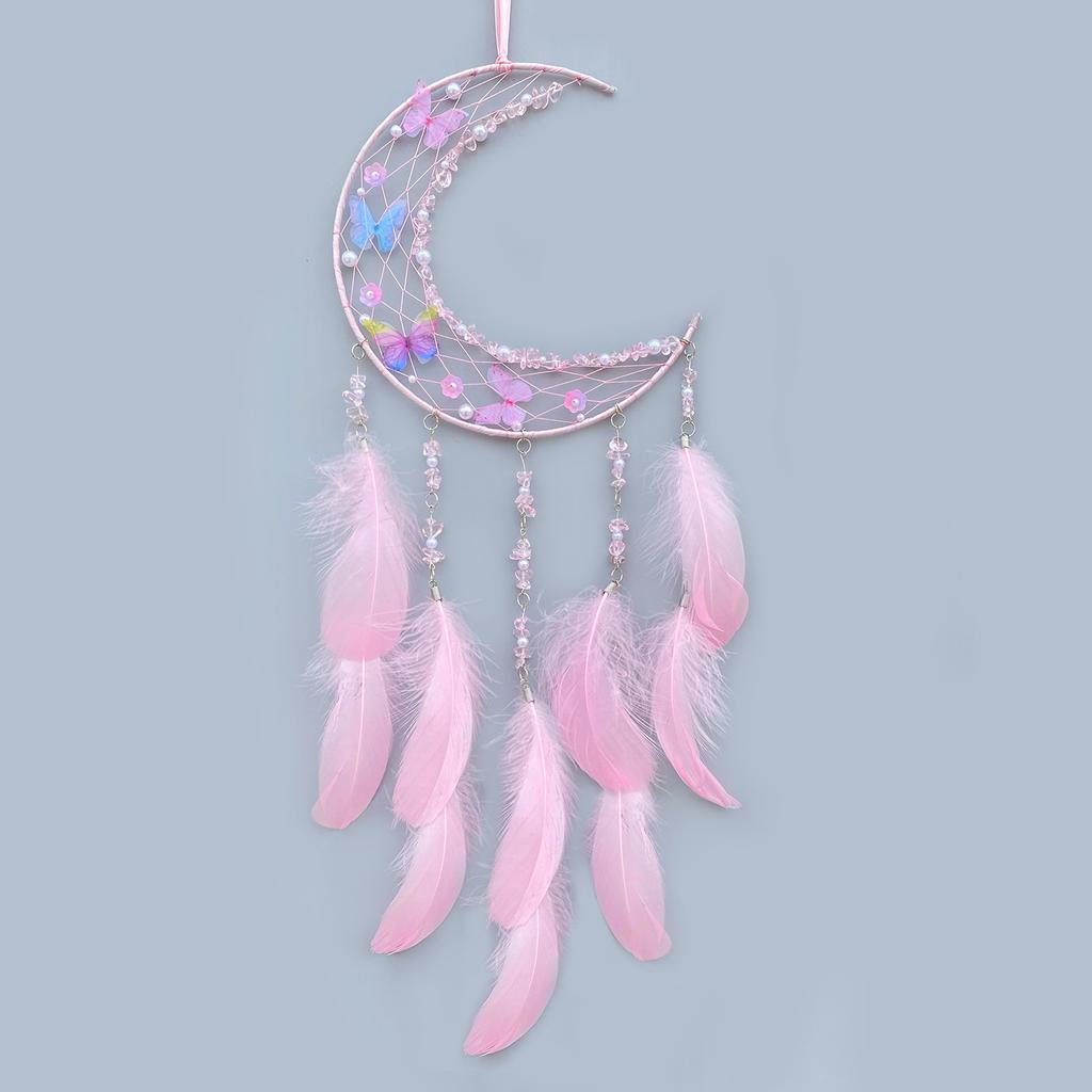 Home Decoration Scandinavian Wind Feather Wind Chime Dreamcatcher Home Decor Hanging Hanging Decoration Handmade Crafts Fairy Moon Ryu Butterfly