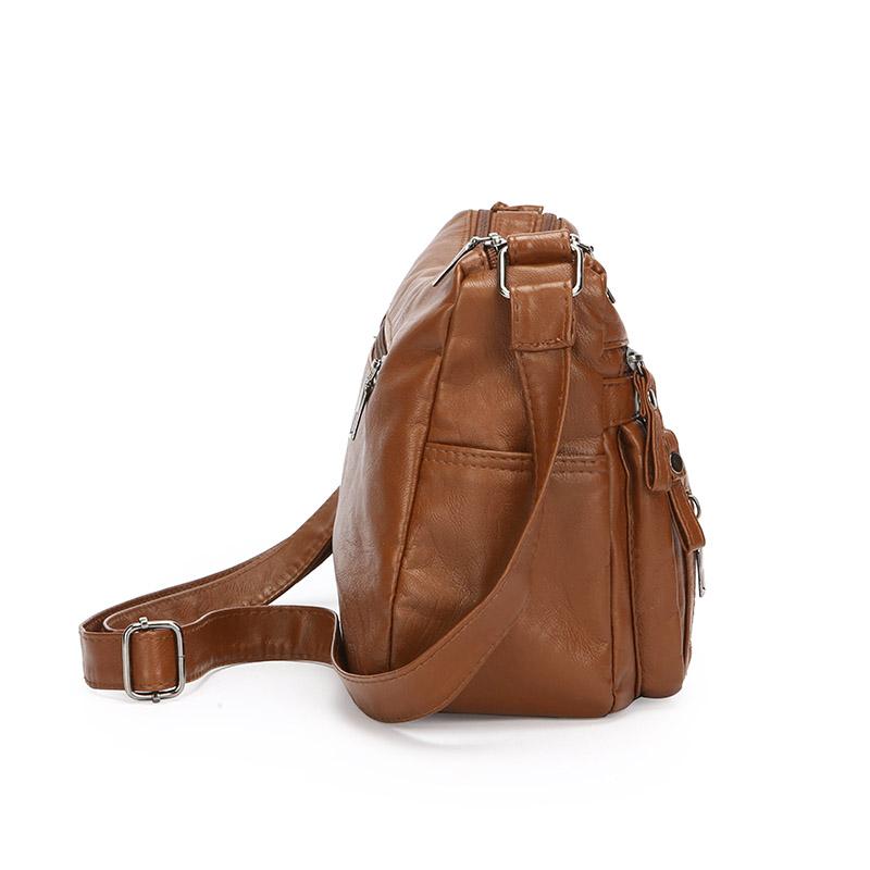 Вінтажна сумка через плече для жінок середнього віку, м'яка шкіряна багатошарова сумка через плече
