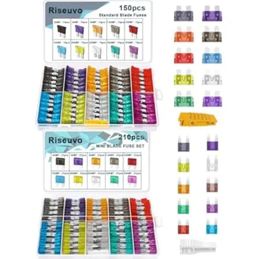 360pcs Car Blade Fuses Assortment Kit - RV Automotive Fuses,360pcs-Standard-Mini