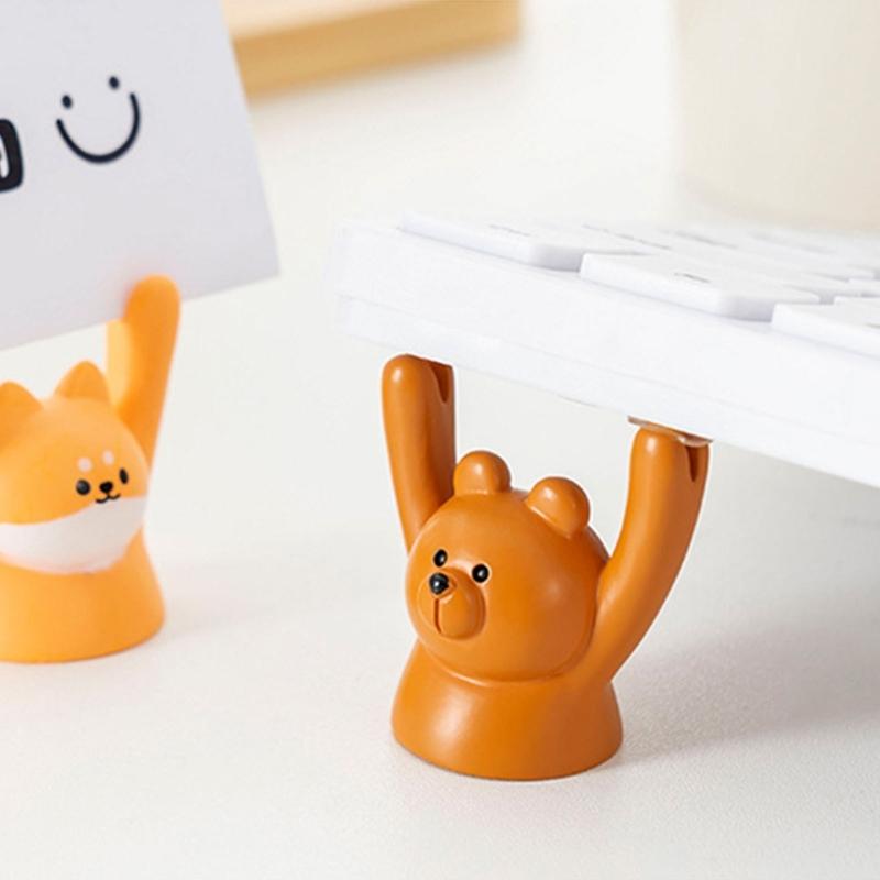 Raising Hand Animal Photo Holder Table Number Holders Microlandscape Ornament Memo Photo Holder Dollhouses Accessories