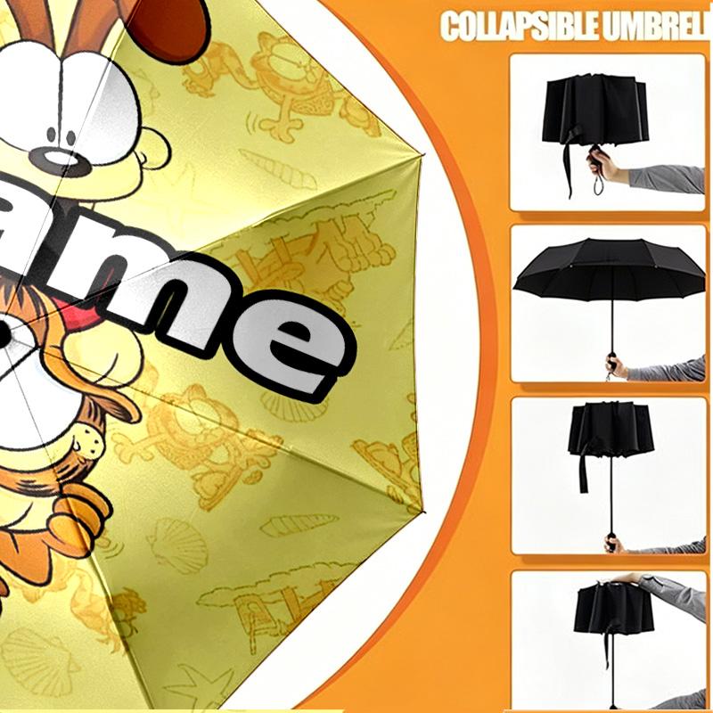 Personalisierter Garfield-Druckschirm mit individuellem Namen, Automatisches Öffnen und Schließen, Stabiler 8-Rippen-Rahmen, Für Pendeln, Camping, Wandern, Geburtstagsgeschenk