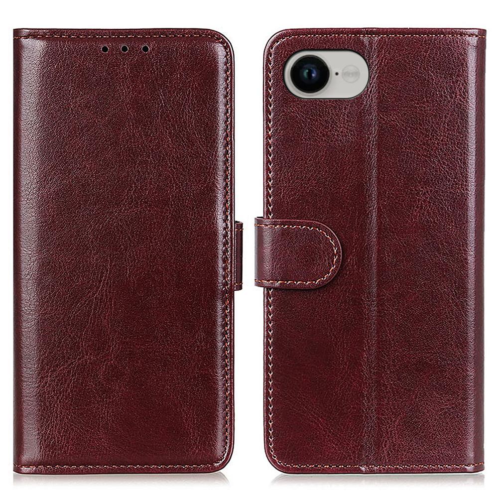 For iPhone 16e Case Crazy Horse Texture PU Leather Phone Stand Cover