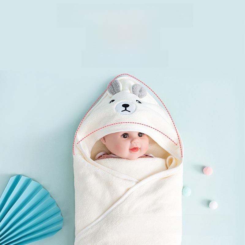 Cartoon Baby Hooded Cape Blanket - Soft Coral Fleece for Bath and Snuggle