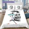 Set cu cuvertură personalizată Cr7 cu nume și model, husă cuvertură, față de pernă, cadou de casă, cadou de ziua de naștere(1 * husă de pilotă + 2 * fețe de pernă, fără miez)