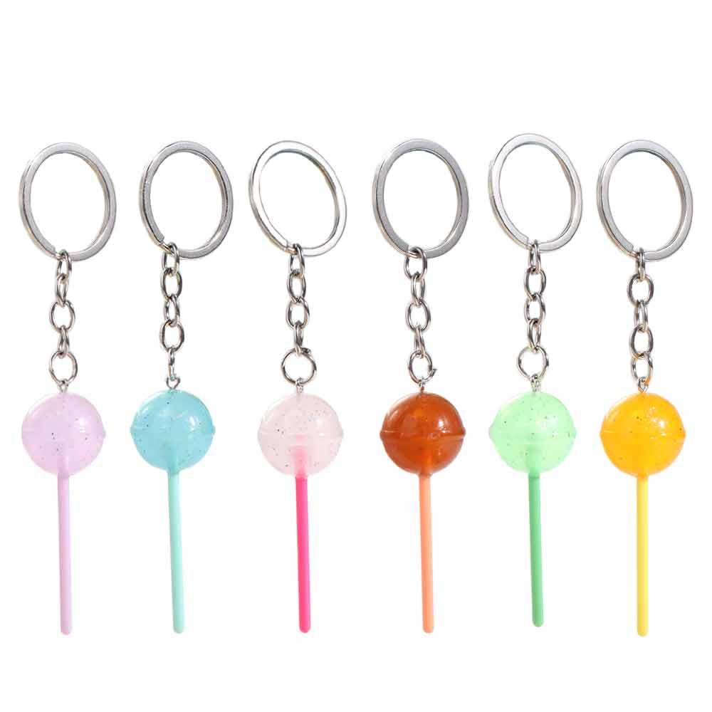 Transparent Lollipop Keychain 3D Food Candy Key Rings Lovely Simulation Lollipop  Men Women
